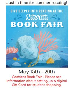 Book Fair 5/15 to 5/20 in the Library